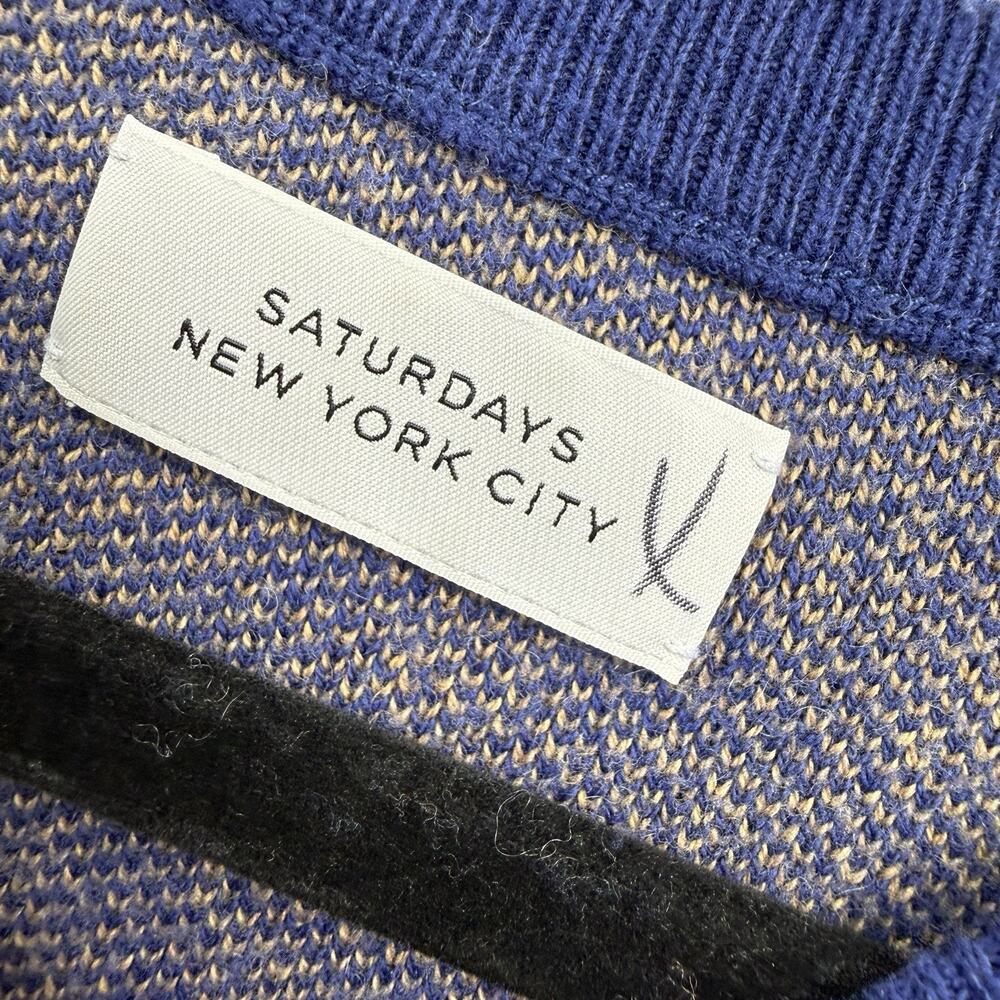 Saturdays New York City Mens Sweater Medium Crewneck Blue NYCNY Logo Pullover - Picture 6 of 7